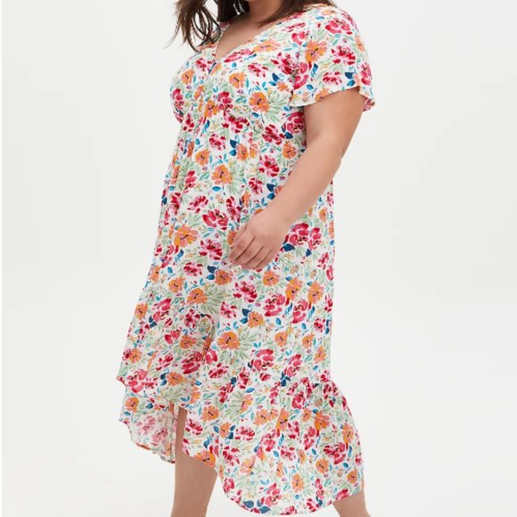 Torrid Colorful Floral High Low Dress - Picture 2 of 6
